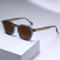 Vintage Retro High-end Transparent Grey Acetate Sunglasses Lightweight Comfortable with Non-Polarized Nylon Sunglasses Lenses