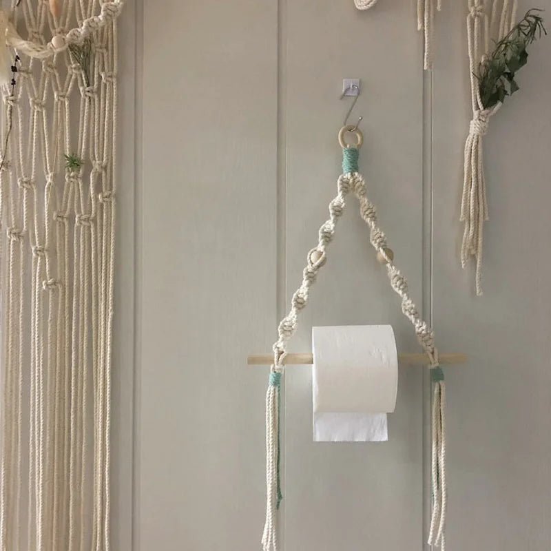 Hanging Decor Macrame Wood Stick Boho Living Room Wall Storage Racks Shelf