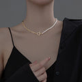 Wholesale 925 Sterling Silver Baroque Pearl Gothic Collarbone Necklace Vintage French Glamour Jewelry Geometric Pattern Trendy