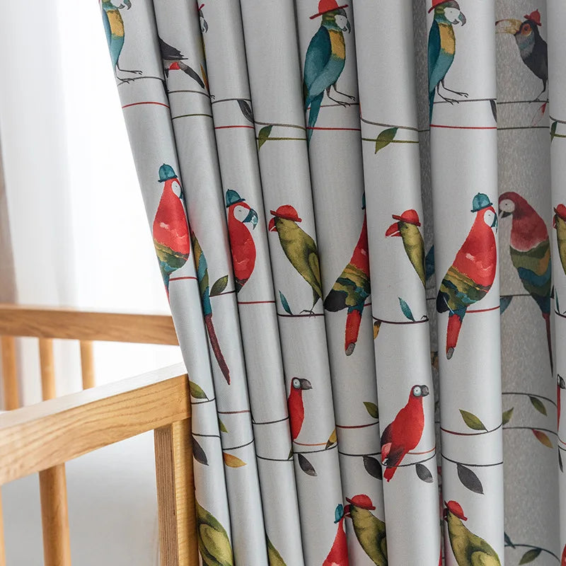 XinLan Wholesale Animal Bird Printed Blackout Curtain Living Room Bedroom Hotel Window Blackout Curtain