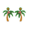 Creative Handmade Earrings Beach Vacation Coconut Tree Shape Pendant Beaded Earrings