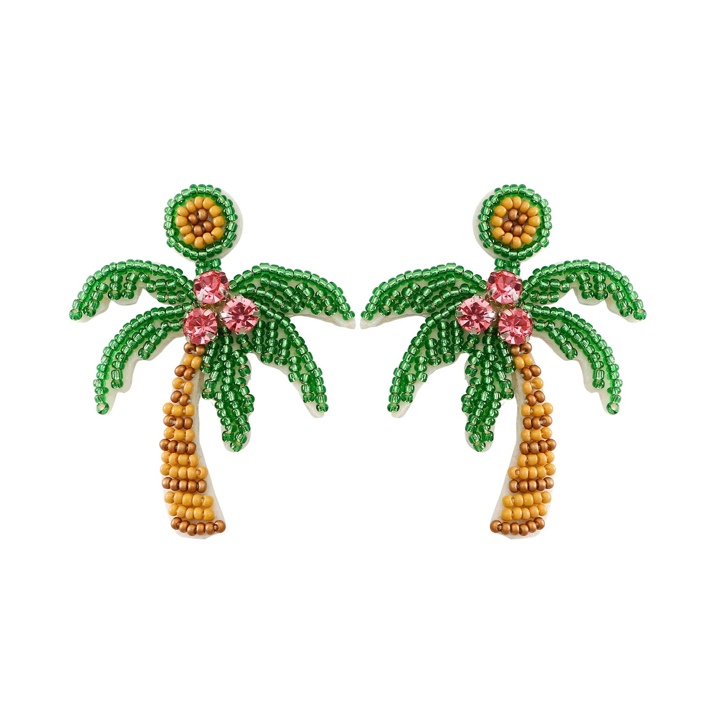 Creative Handmade Earrings Beach Vacation Coconut Tree Shape Pendant Beaded Earrings