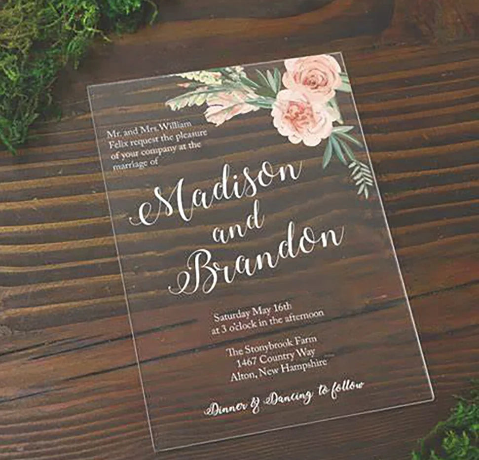 Popular Luxurious Design Party Invitation Postcard  Blessing Card Frosted Acrylic Wedding Invitation Card
