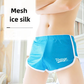 Men's Ice Silk Underwear Mid-waist Underwear for Men Summer Wearable Pajamas Arrow Pants Men's Underwear Ice Silk Shorts