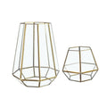 Factory Price Glass with Copper Frame Gold Color Glass Terrarium Lighted Kit Geometric Glass Terrarium Wholesale