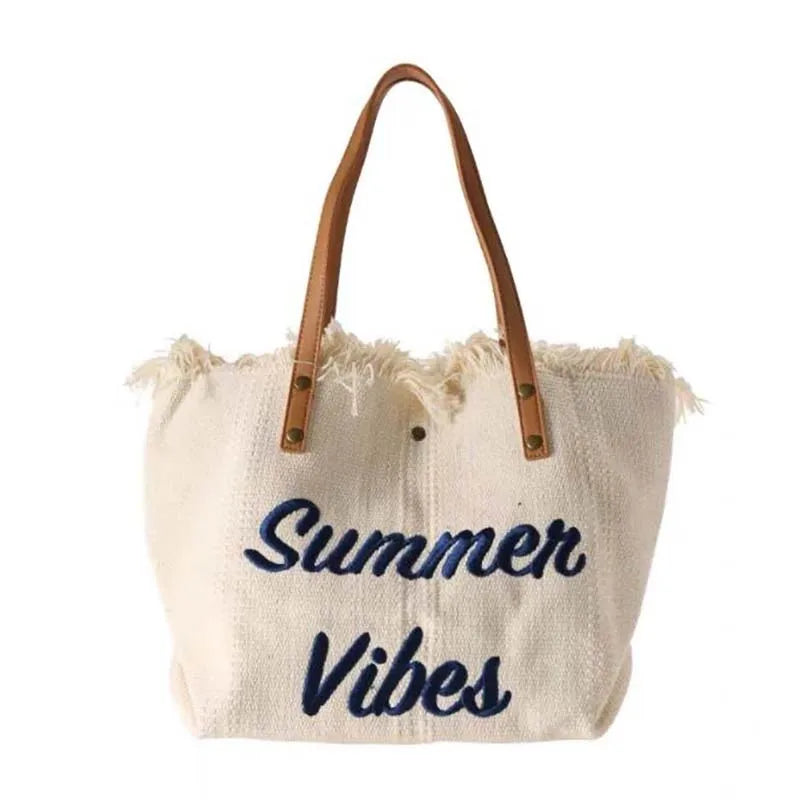 Custom Logo Printed Canvas Beach Bags Fashion Style Canvas with Open Closure Type