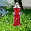 Red Resin Fire Hydrant Garden Ornament with Silver Top and Metal Chain Realistic Lawn Decor with Snail and Grass Base