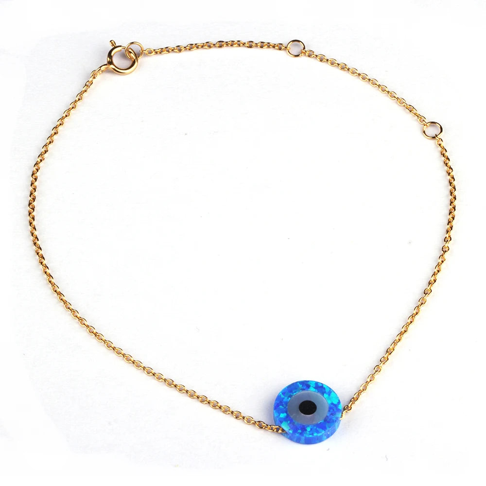 Wholesale Price Opal Jewelry 925 Sterling Silver Gold Plated Round Eye Opal Beads Bracelet