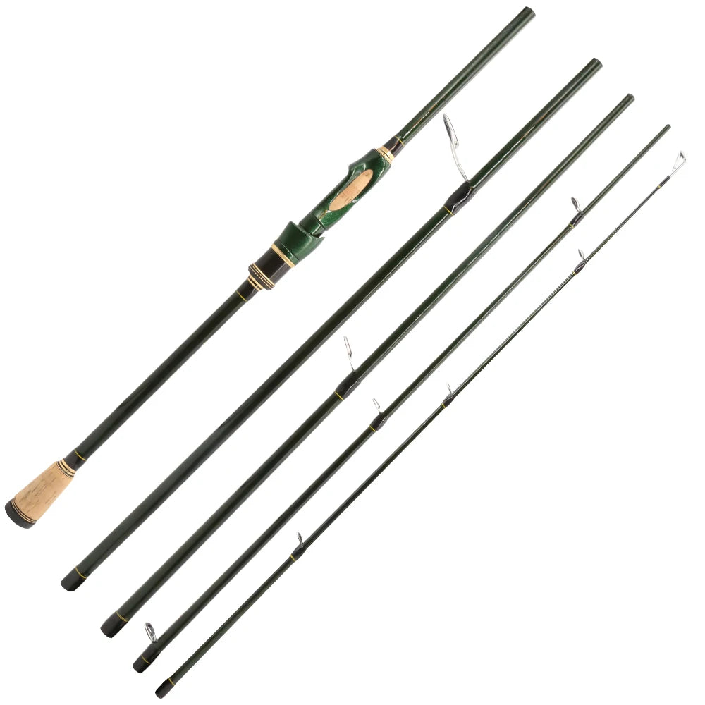 CEMREO Spinning Casting Carbon Fishing Rod 4-5 Sections 1.8m/2.1m/2.4m Portable Travel Rod Spinning Fishing Rods Fishing Tackle