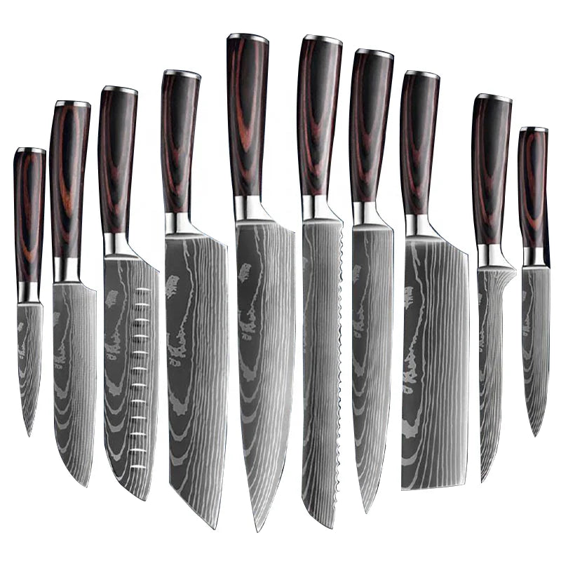 Professional Chef Damascus Steel Knife Set Elegant Pattern Kitchen Knives Pricing