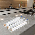 Acrylic Foil Dispenser With Slide Cutter Wall Mount Mini Plastic Wrap Organizer Acrylic Food Bag Plastic Storage Box