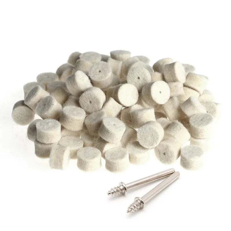 100pcs Strong Ostrich Buffing Pad Abrasive Wool Felt Rotary Tool Grinding Wheel for Jewelry Polish Jewelry Making Buffing Pad
