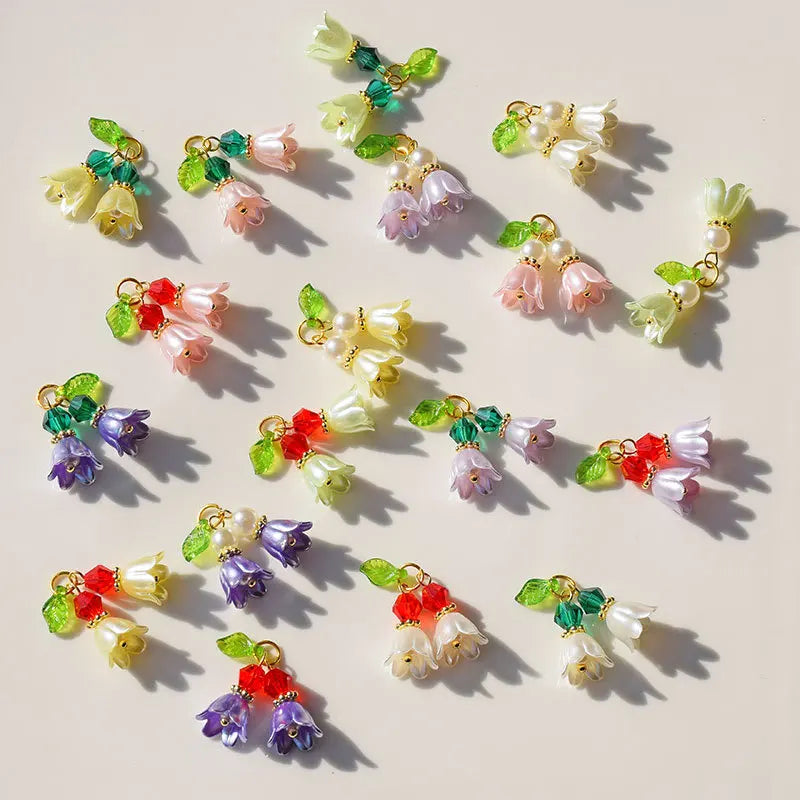 Mini 20*22mm Double Bell Orchid Pendant Dainty Small Flower Dangle Charm for DIY Necklace Bracelet Earring Jewelry Accessories