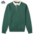 Top Sale Custom Mens Classic Long Sleeve Rugby Shirt 100%Cotton Jersey Kangaroo Pocket Rugby Polo Shirt