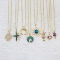 NZ1384 Dainty Bling Jewelry Gold Plated Zircon CZ Diamond Enamel Star Crescent Moon Celestial Pendant Chain Statement Necklace