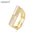 LUOTEEMI Zircon Woman Jewelry Iced Out Finger Gold Band Wholesale Trendy New Fashion Cubic Shell Ring