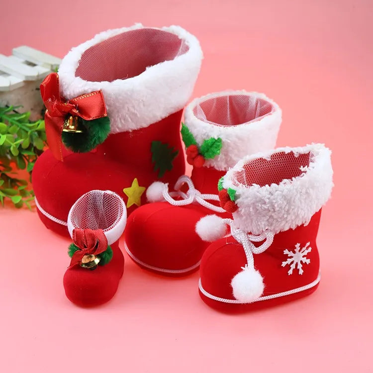Wholesale Christmas Candy Boots Xmas Decor Indoor Decoration Xmas Party Favor Bag Candy Hanging Decor Bag
