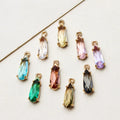 Wholesale 4*13mm DIY Brass Gold Plated CZ Colored Zircon Long Teardrop Charm Pendant