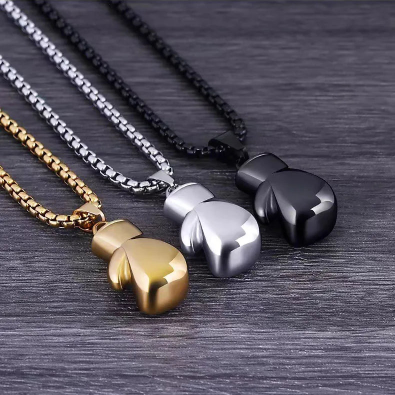 DAIHE Hiphop Punk Fashion Jewelry Gold Plated Boxing Glove Pendant Titanium Steel Necklace