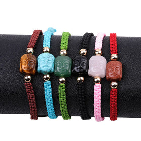 Handmade Daily Wear Buddha Bracelet with Black Onyx Customizable Natural Stone Bead Bangle