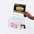 Hot Sale Kejea Clear Plastic Display Board Name Card Donation Collection Box with Lock Hot Sale for Display Racks