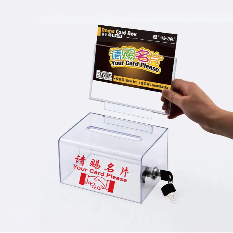 Hot Sale Kejea Clear Plastic Display Board Name Card Donation Collection Box with Lock Hot Sale for Display Racks