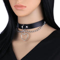 PU Leather Heart Collar Necklace Double Layer love Charm Collarbone Necklace Sexy Heart Pendant Collar Necklaces