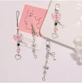 Goth Sweet Pink Series Metal Keychain Pendant for Love Bow Mobile Phone Bag Schoolbag Wholesale for Girls