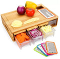 Multi-Functional Kitchen Bamboo Chopping Block Cutting Board With 4 Draw Tray and 4 Vegetable Grater
