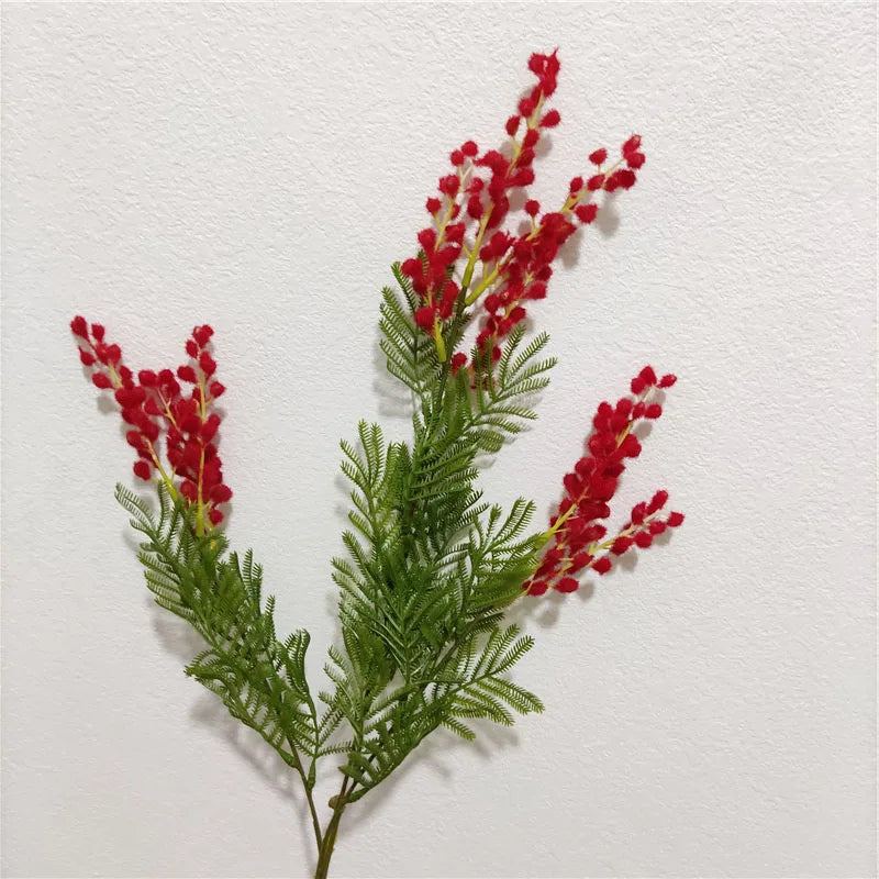 New Design Handmade Artificial Albizia Flower 3 Branches Silk Wedding Decorative Modern Chinese New Year Back to School