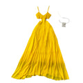 Hollow out waist camisole dress for women's beach vacation  dress slimming temperament chiffon long dress
