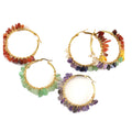 Boutique Copper Gold Gem Black Green Red Stone Chips rainbow Hoops Earrings Women Earring Jewelry