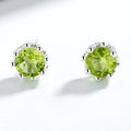 Jachon Natural Olivine Stud Earrings 925 Sterling Silver Green Crystal Earrings Fashion Jewelry for Women