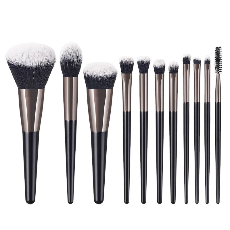 Wholesale Hot Style 11 Pieces Black Makeup Brush Set ABS Profesional Makeup Brush Set Makeup Brush Set with Cylinder case