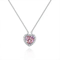 925 Sterling Silver 12*12 mm Link Chain Necklace with Heart Stone Fashion Jewelry for Women and Men Daily Use Necklace