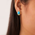 Hot Selling Vintage 18k Gold Plated Stainless Steel Fashion Design Turquoise Stud Earring for Women