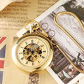 Antique Skeleton Snake Chain Mechanical Watches Hand Winding Brass Mechanical Pocket Watch