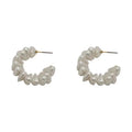 Wholesale Baroque Pearl Charm Earrings C-Shaped Copper Silver Plated Hoop Huggie Studs Trendy Style for Women