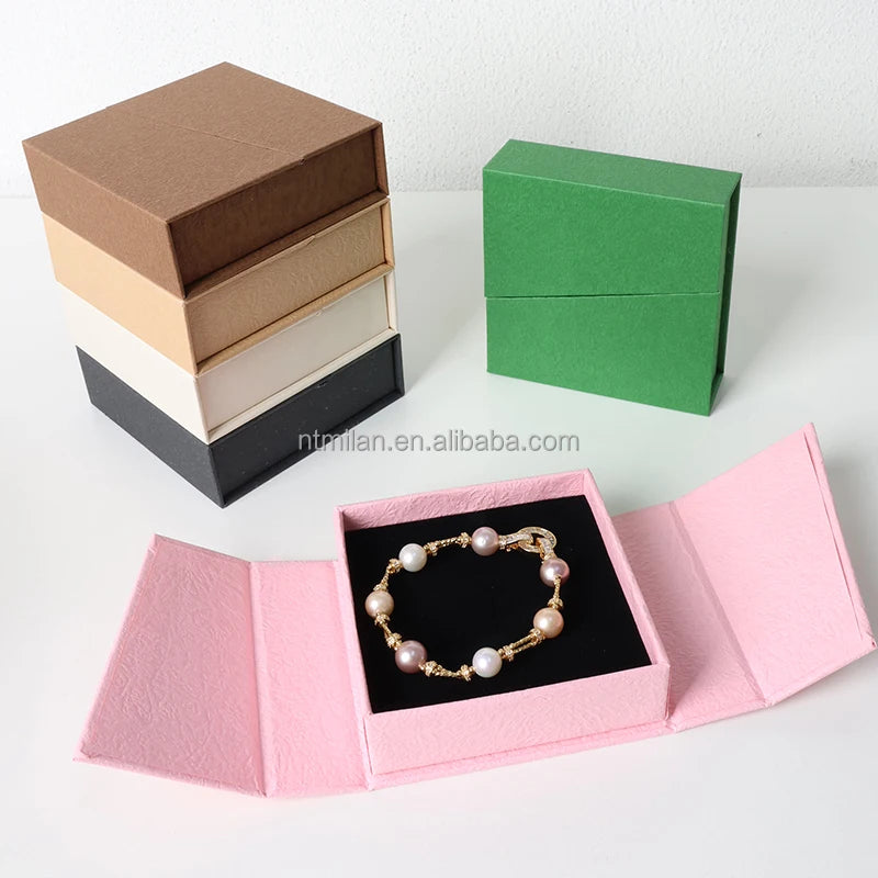 Luxury Custom logo Printed Small Paper Cardboard Double Door Magnetic Jewelry Box Packaging