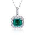 Messi Jewelry MSN-610 18K White Gold Necklace Jewelry Lab Grown Emerald Necklace