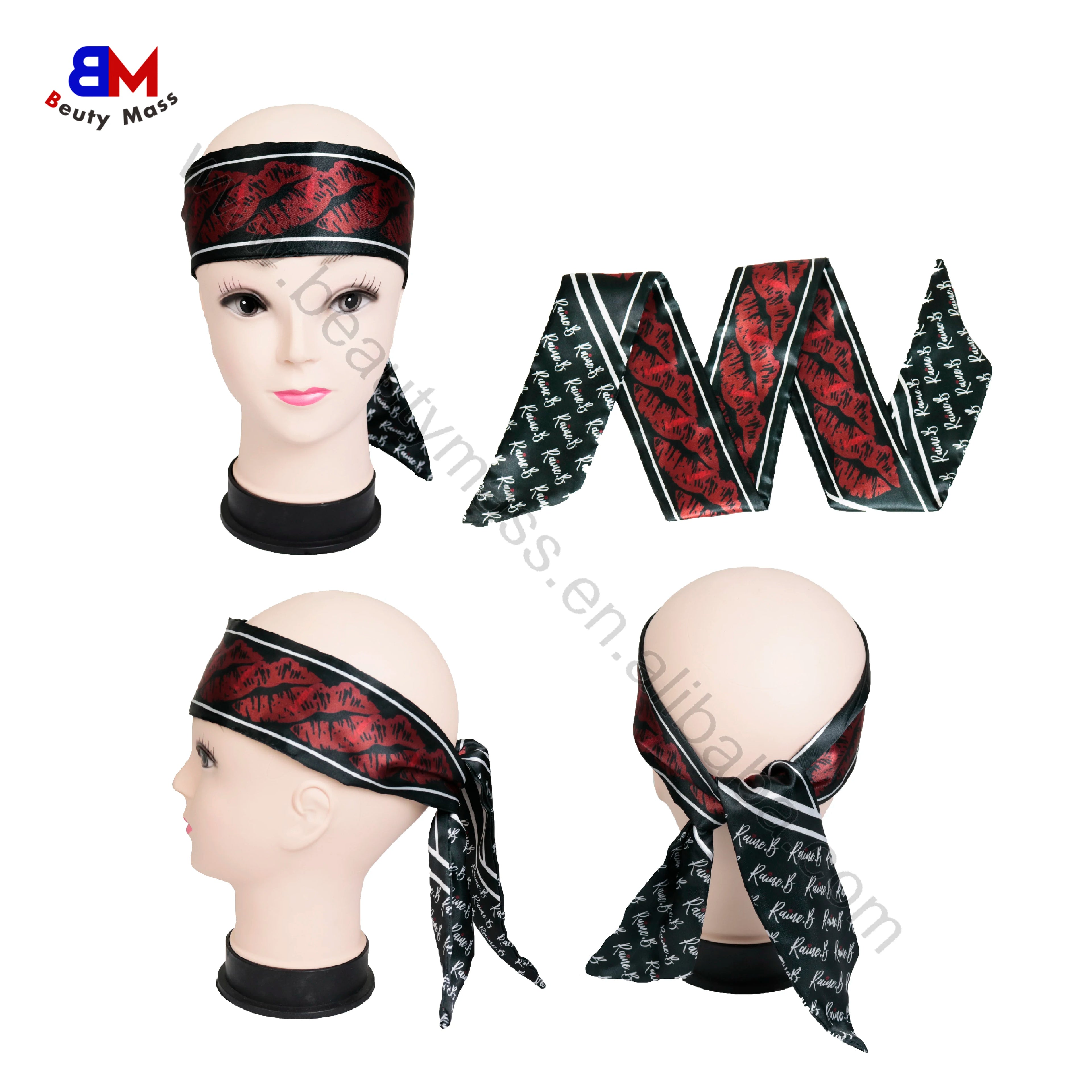 Wholesale Custom Printing Silk Wrap Feeling Long Silk Wrap Polyester Printed Custom Satin Hair Scarf for Women