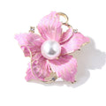 New Design Women Bride Brooch Pin  Jewelry Corsage Cheap Elegant Alloy Pearl Pink Enamel Flower Brooch Pin