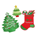 Cute Christmas Tree Embroidered Self-Adhesive Washable Fabric Labels for Bags Shoes & Clothing Decorations