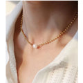 Joolim Jewelry 18K Gold Plated Fresh Water Pearl Beads Chain Necklace Stainless Steel Jewelry Wholesale