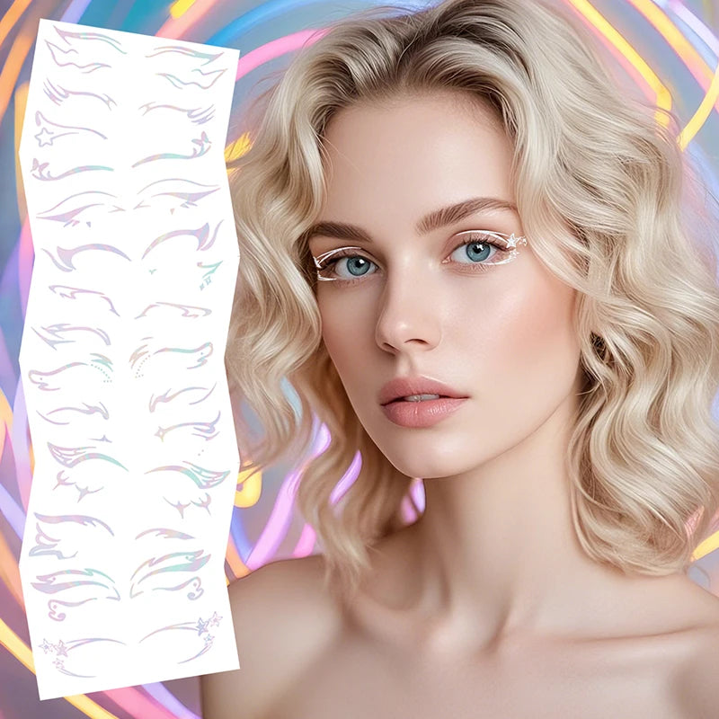New Design 3D Stereoscopic Laser Facial Tattoo Sticker Waterproof Paper Body Application for Sweat Water Temporary Print