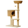 Latest Design Wooden Cat Tree Tower House Solid Nature Bamboo Plush Sisal Sustainable Features Floor Ceiling Cat Climbing Tree