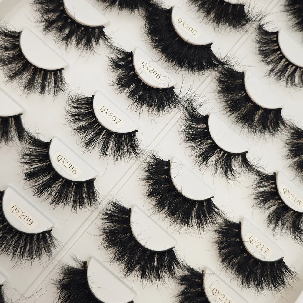 Yiernuo 100% Handmade Minky Silk Faux Mink Eyelashes 3D 5D Natural 10-20mm Black Soft Band Lashes Full Strip Product