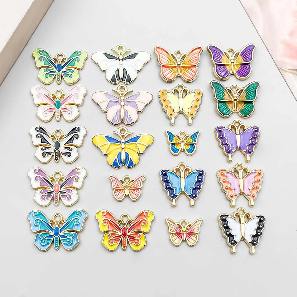 Colorful butterfly Oil Dropping Alloy Printed Pendant enamel charms for bracelet necklace