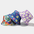 2024 New Flower Patterned Reversible Bucket Hat Outings Sun Hats for Women Summer
