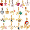 Trendy Travel Sport Aircraft Evil Eye Heart Colorful Charm PendantReal 18K Gold Plated Jewelry Necklace Bracelet Supplies S21